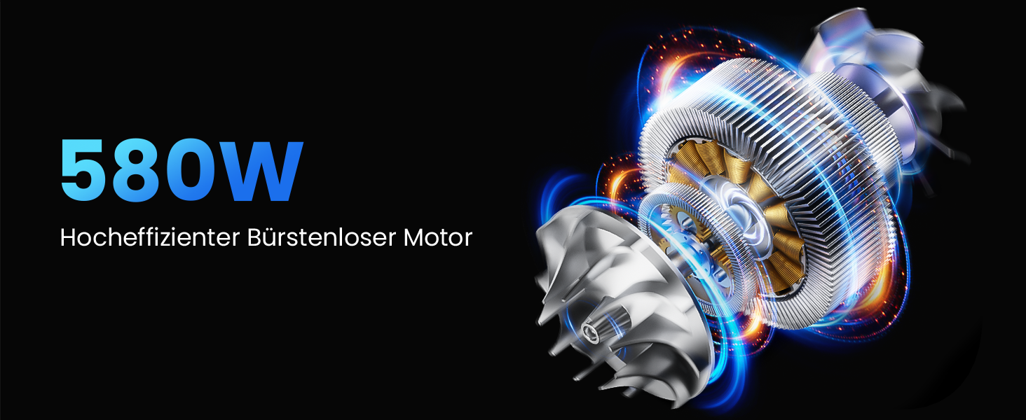 Бездротовий акумуляторний пилосос 48000Pa/580W/65Min, об'єм 1,8L з функцією від'єднання пилу, антизаплутана щітка, 8-ступенева фільтрація. Підходить для килимів, шерсті тварин та твердих поверхонь. Колір: блакитний