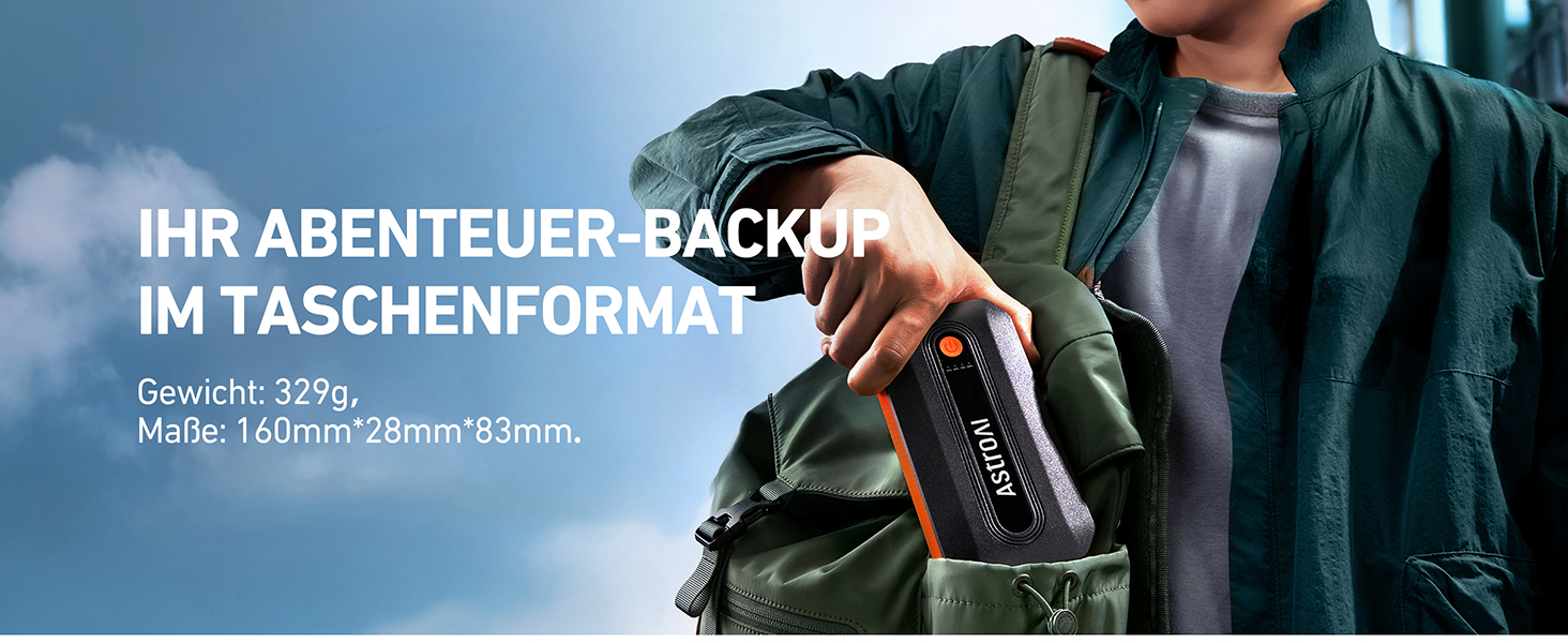 Powerbank AstroAI B8 для авто: пускова станція, 7.0л бензин/5.5л дизель, LED, QC 3.0 USB, 12V, Orange