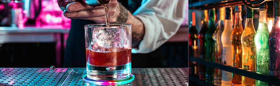 TINYOUTH LED Coasters for Drinks, ON/OFF, Disposable LED Drink Coasters, Waterproof, Illuminated Coasters for Drinks, Acrylic Coasters for Parties, Christmas, Colorful LED Coasters