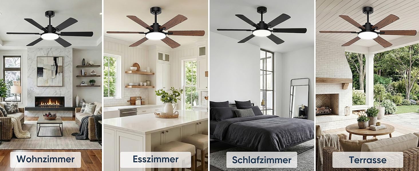 Стеляний вентилятор з підсвіткою 132см, 6 лопатей, з пультом керування, тихий DC-двигун, 6 швидкостей, 3CCT, регульоване LED-підсвітлення, двосторонні лопаті для спальні/вітальні