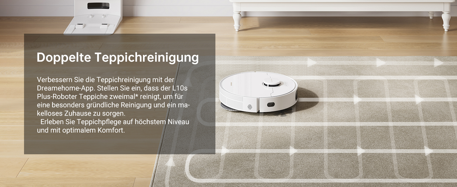 Робот-пилосос Dreame L10s Plus з автоматичним спорожненням, до 90 днів автономної роботи, потужність всмоктування 7000 Па, DuoScrub™ система миття, автоматичне підняття мопа, розпізнавання килимів за допомогою ультразвуку