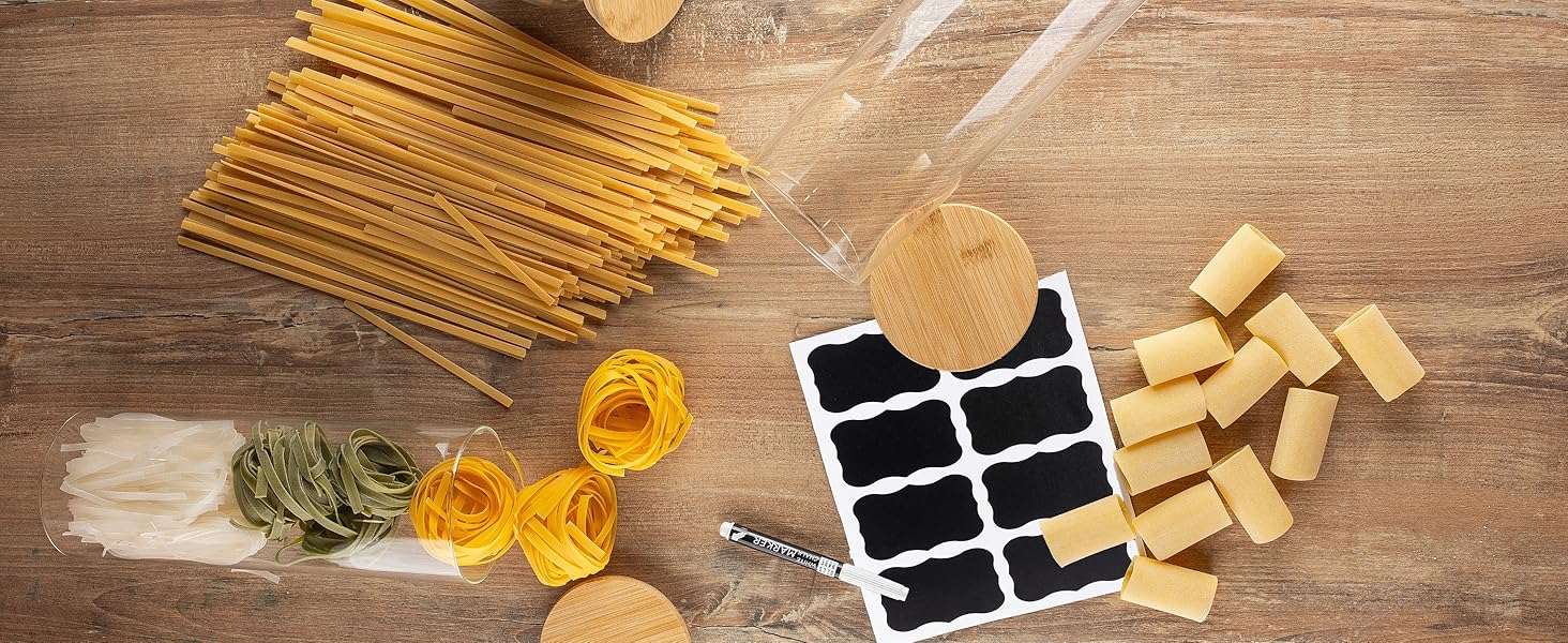 Набір контейнерів для зберігання Deco haus® 2 шт. 1.3л (з етикетками) - для кави, цукру, борошна, мюслі