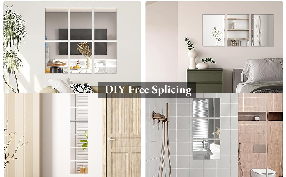 4 самоклейні дзеркала, 20 x 30 см, акрилові дзеркала для стін, школи, дому, вітальні, ванної, спальні