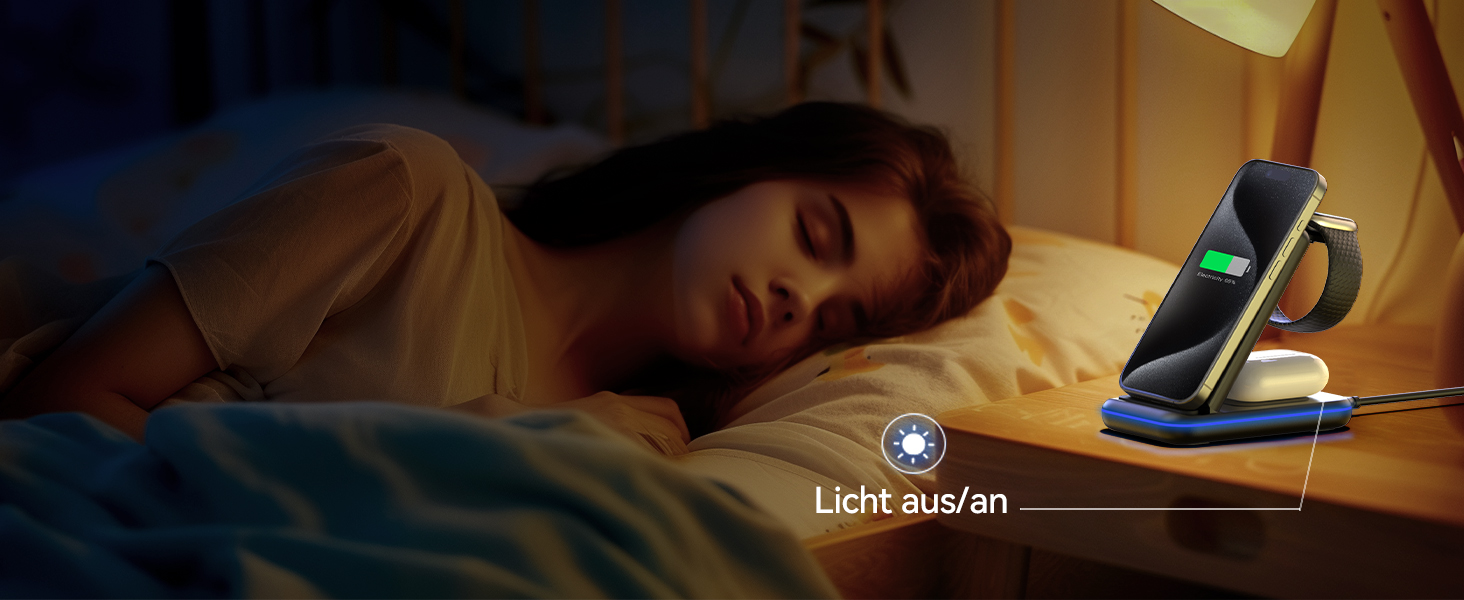 TECKNET Бездротова зарядка 3 в 1, Складна індукційна станція, Швидка зарядка для iPhone 17/16/15/14/13/12/11/Pro Max, Apple Watch Ultra/11-3/SE, AirPods Pro 3-2/4-2, Чорний