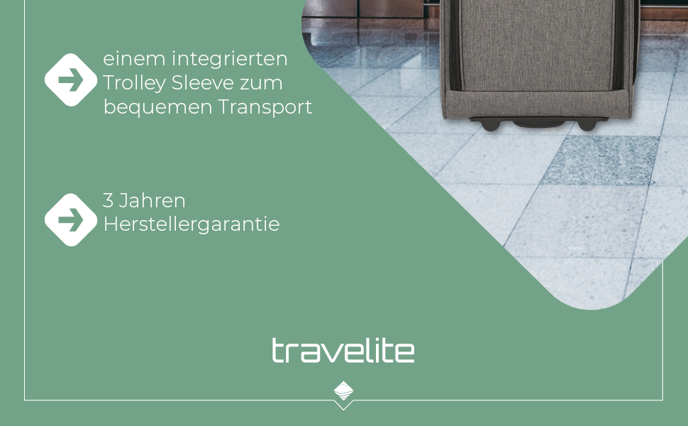 Чемодан ручної поклажі Travelite, 43 см, 28 л, з сумкою для ліквідів, 2 колеса, антрацит