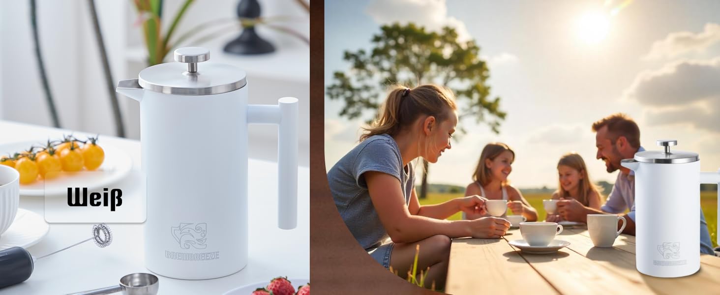 Набір для приготування кави френч-прес, 1 літр, з молочний спінювач, з нержавіючої сталі, термоізольований