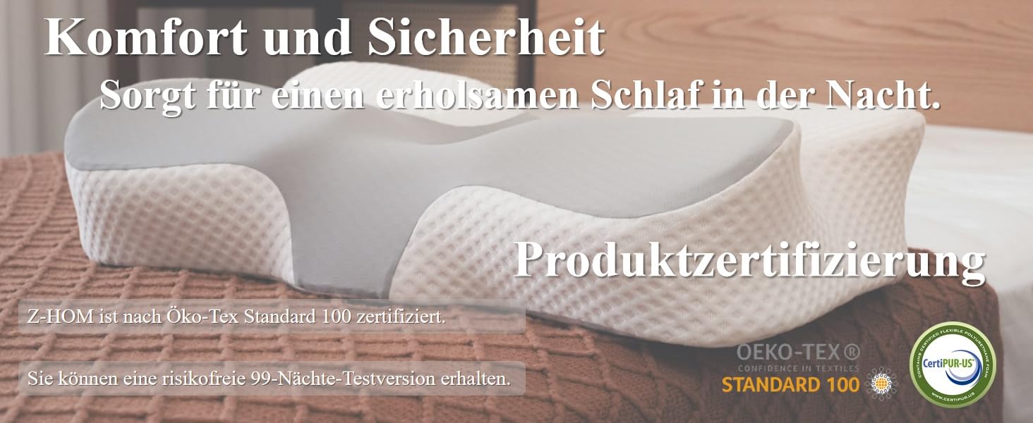 Подушка для шиї Z-hom, подушка для голови з Memory Foam, ергономічна подушка для шиї, подушка для тих, хто спить на боці, на спині та животі, ергономічна подушка для сну на боці 60 x 36 x 13/8 см