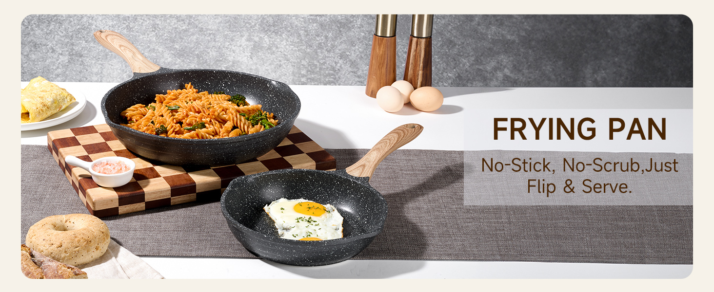 Набір посуду JEETEE 23-елементи: каструлі та сковорідки з антипригарним гранітним покриттям, підходить для всіх плит (індукційних), ідеальний як подарунок на новосілля