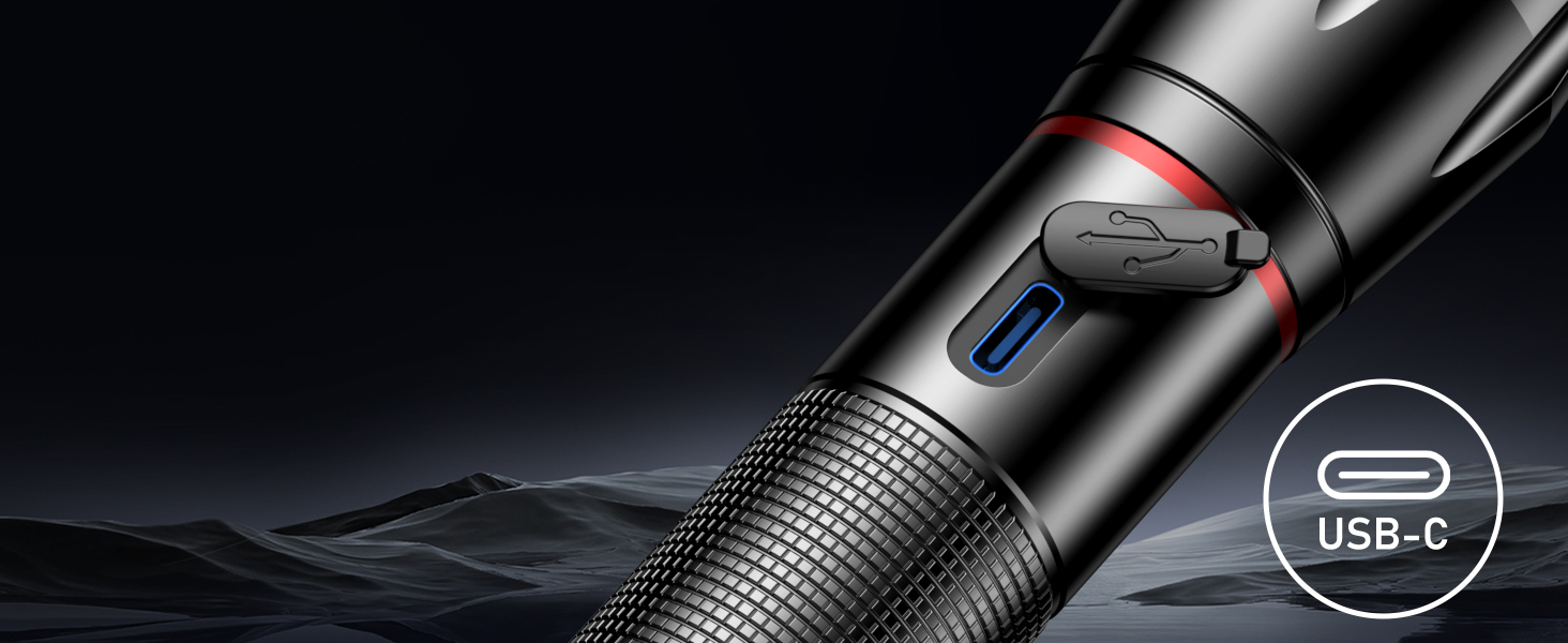 LED ліхтарик Blukar з підзарядкою, 2000L, Zoom, 5 режимів, водонепроникний IPX6, для кемпінгу, туризму, риболовлі, активного відпочинку та надзвичайних ситуацій