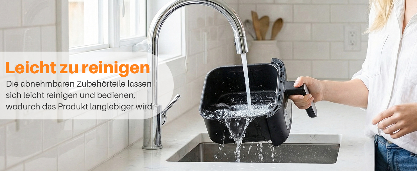 Аерофритюрниця OKYUK 6л XL 1200W з металевим внутрішнім резервуаром: безмасляна фритюрниця з 8 програмами, LED-дисплеєм, таймером