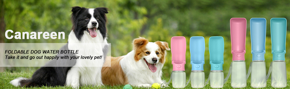 Складана пляшка для води для собак Canareen - 550 мл, блакитна. Зручна для прогулянок, подорожей та активного відпочинку.