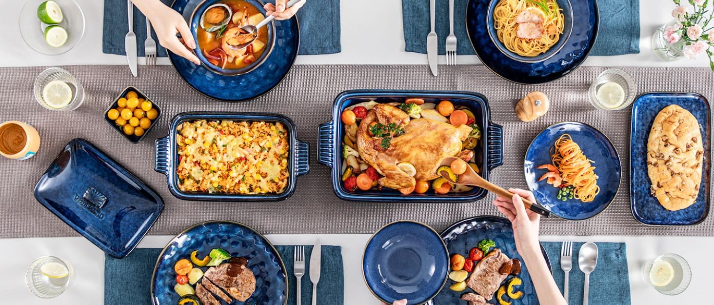 Форма для запікання з кришкою Vancasso STARRY, 3.8 л, для лазаньї, хліба, піци, тортів, сумісна з мікрохвильовою піччю та духовкою, з каменю, сполучна з посудомийною машиною