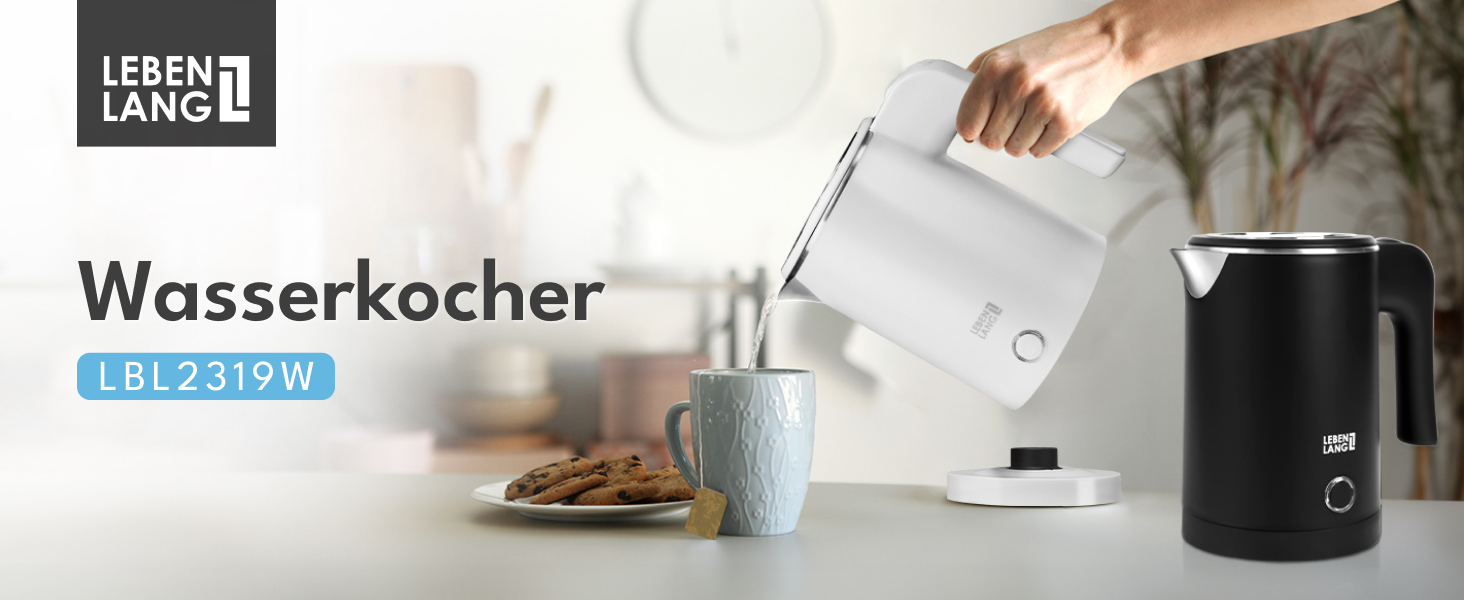 Електричний чайник для подорожей LEBENLANG з нержавіючої сталі, 500 мл, без BPA, 600W, білий, для кемпінгу та подорожей
