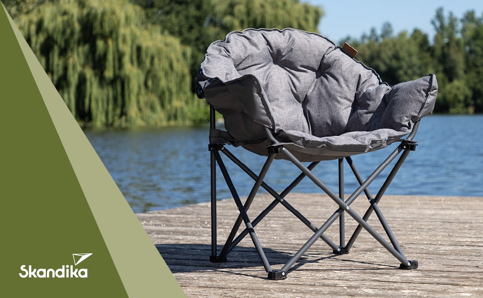 Крісло-трансформер Skandika Moonchair XL/Mala: зручне складне крісло з міцним сталевим каркасом для дому, саду, балкону та подорожей (сірий)