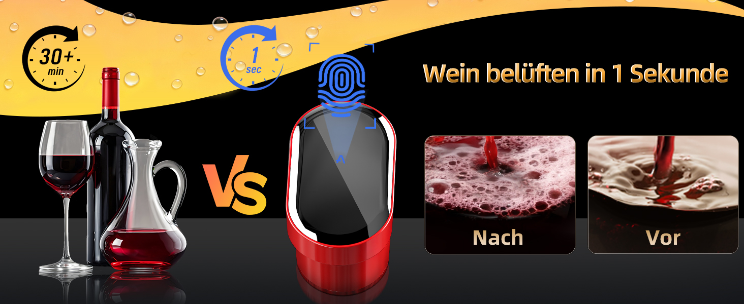 Електричний декантер для вина 5-в-1 з регулюванням дозування та цифровим виливом, автоматичний розливач вина, подарунок на День народження/День Святого Валентина (червоне)