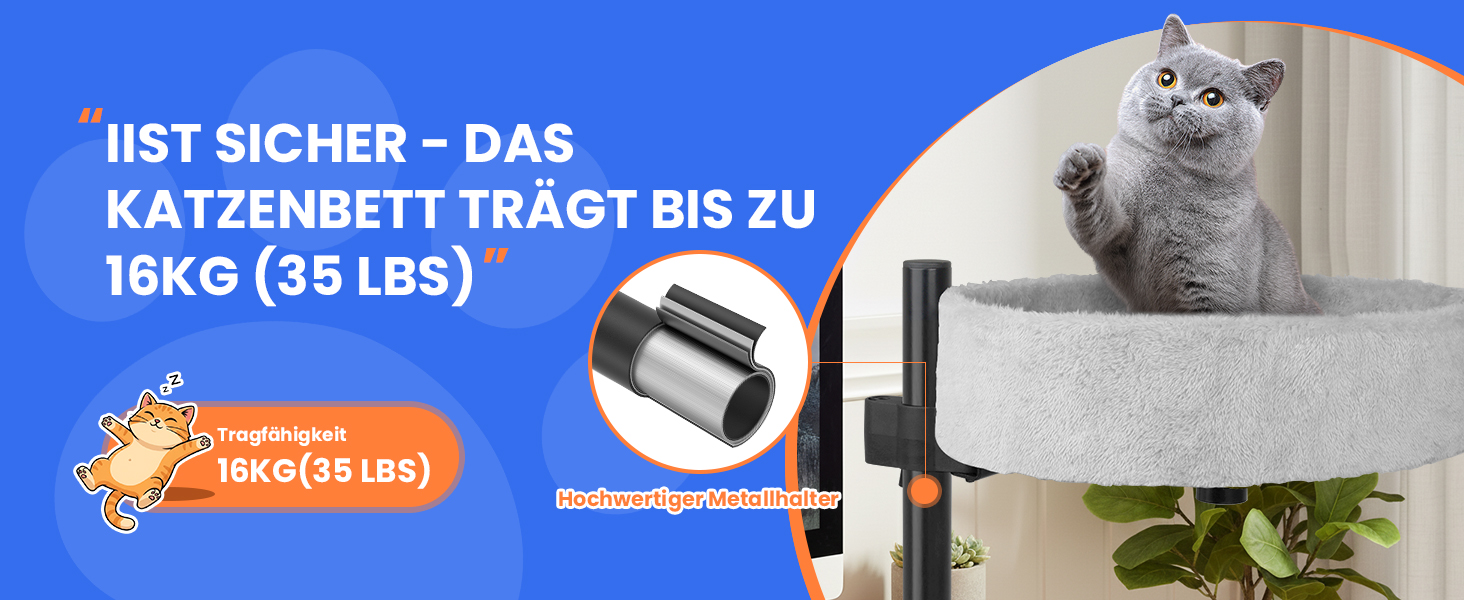 BSWAY Крісло-гніздо для кота на стіл - Покращена 360° обертання, регульована висота, без свердління. Підвищене котяче ліжко над столом. Тримає кошеня/кота близько, робочий простір вільний. Крісло-ліжко для кота на стіл (Сірий, XL)