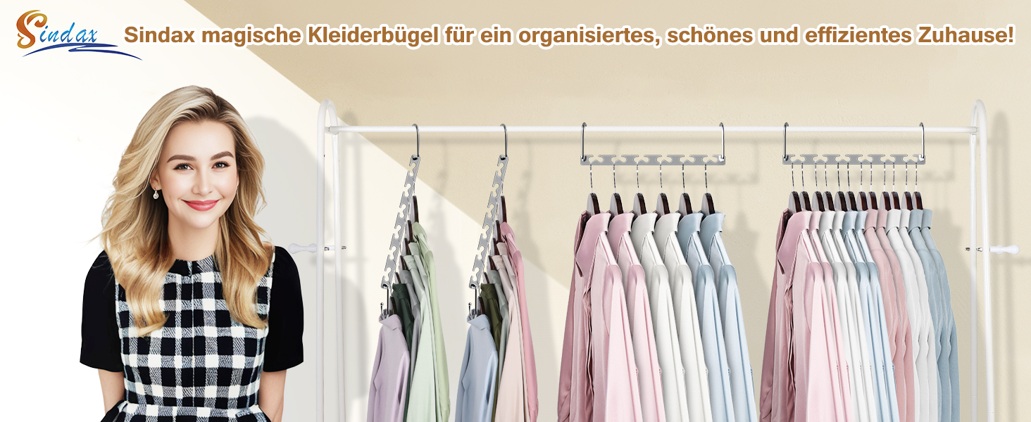 Плечики для одягу Sindax, 6 шт. - економія місця, неслизькі, для штанів, джинсів, костюмів та суконь