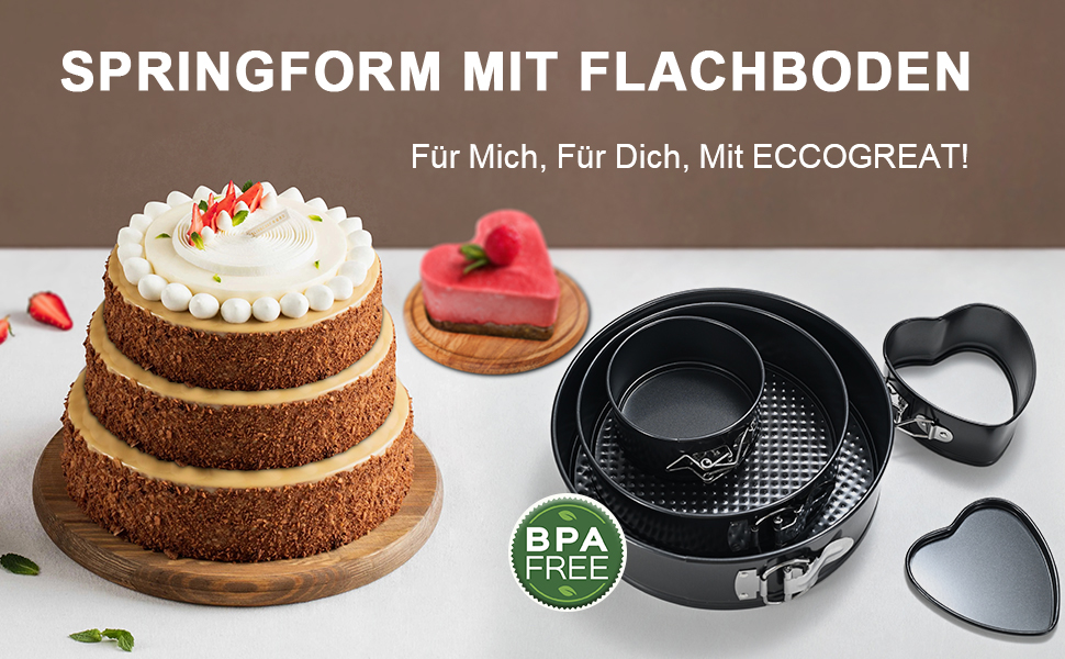 Форми для випічки ECCOGREAT 3 шт. (10/18/23 см) з антипригарним покриттям - для тортів, піци та млинців