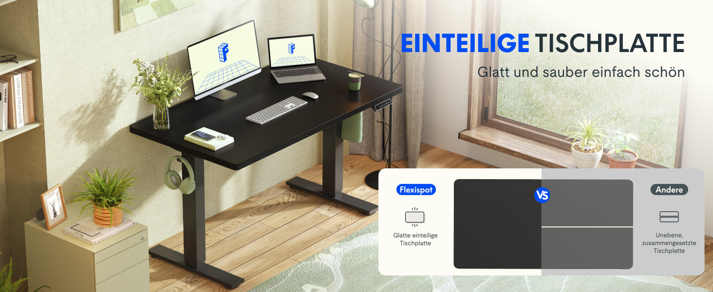 Регульований стіл FlexiSpot Basic – з органайзером кабелів, гачками та суцільною стільницею. Ергономічний стіл для дому та офісу (120x60 см, горіх) з ніжками горіх+білий (140 x 80 см, горіх+чорний)