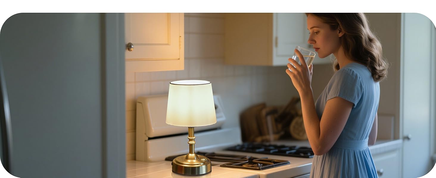 Бездротова настільна лампа з акумулятором 4000mAh, тепле світло 2700K, сенсорне управління, з адаптером/кабелем, для спальні, подарунок (золотиста)