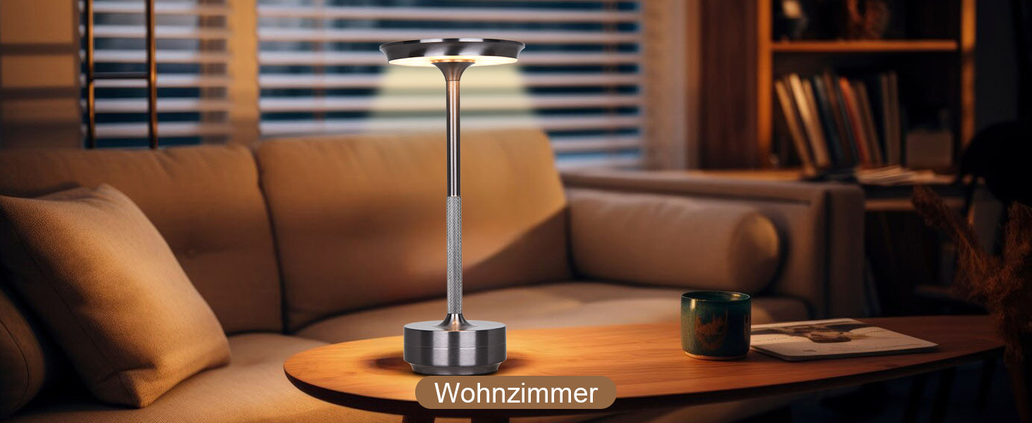 LED настільна лампа Rosnek з бездротовим живленням, 3 режими температури, регулювання яскравості, USB-C, для дому та вулиці (2 шт.)