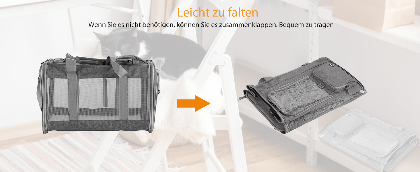 Складана переносна переносна коробка для собак та котів - переносна собача сумка для транспортування до 4 кг собак та 5 кг котів для подорожей та автомобіля | 40x16x32 см (Сірий, Розмір L 44 x 31 x 31 см)