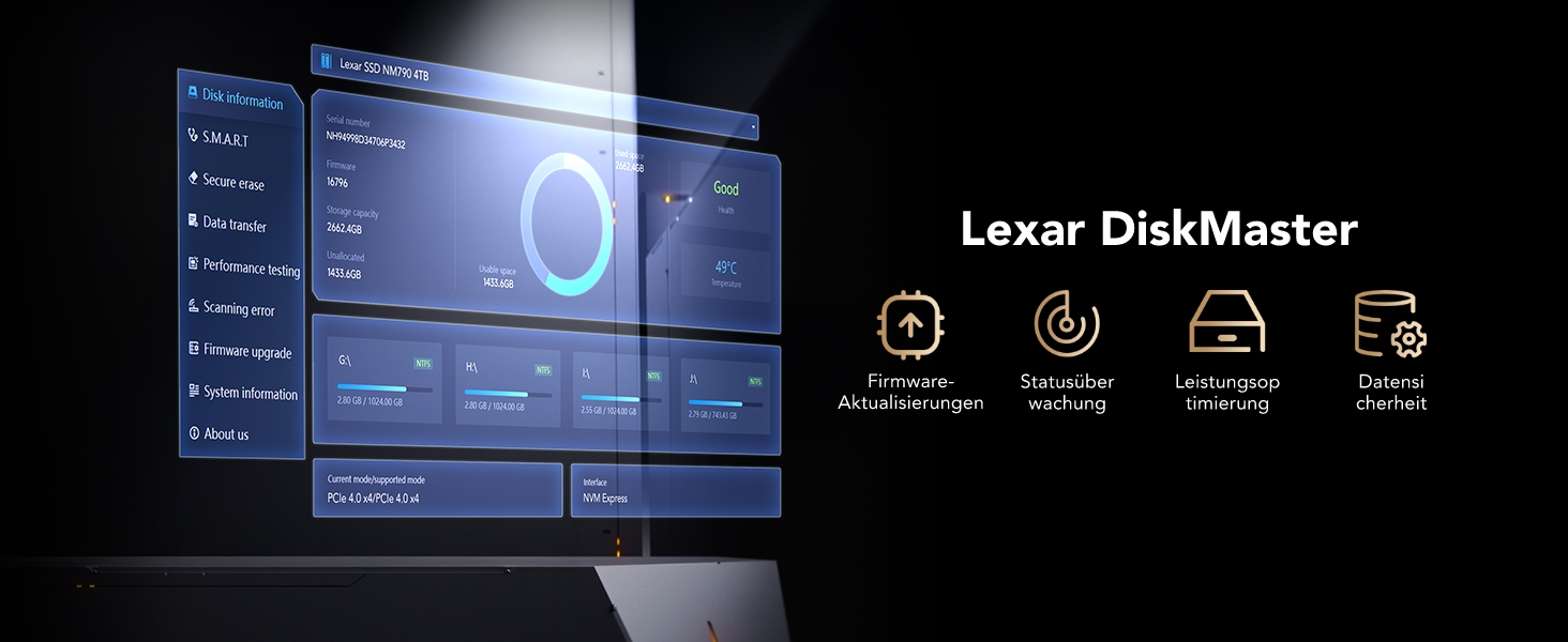 Lexar NM1090 PRO 1TB - SSD PCIe 5.0 Gen5 NVMe: до 14000 МБ/с, для AI, ігор та створення контенту (Laptop/PC)