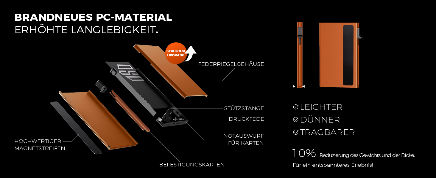 Портмоне DODENSHA® MagSnap для чоловіків з RFID захистом, відділенням для AirTag, картхолдером та відділенням для монет. Чорно-помаранчевий колір.