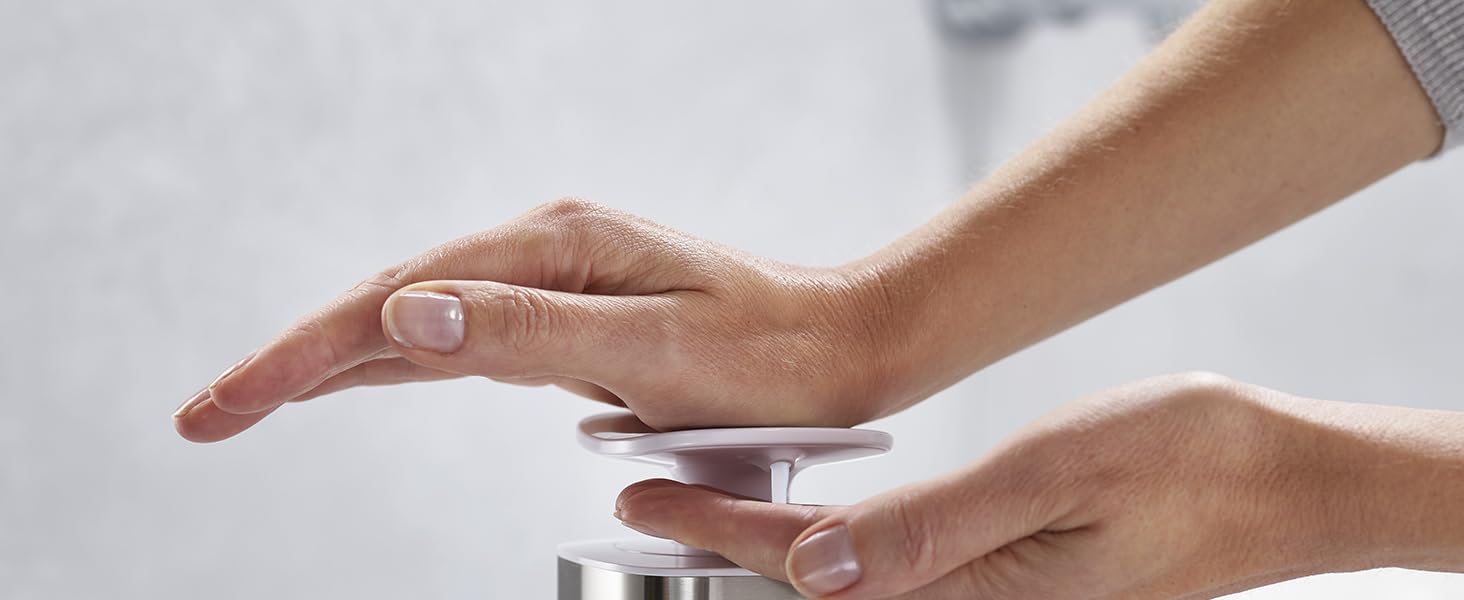 Дозатор мила Joseph Joseph Presto з нержавіючої сталі, гігієнічний, з широкою помпою, нержавіюча сталь/сірий