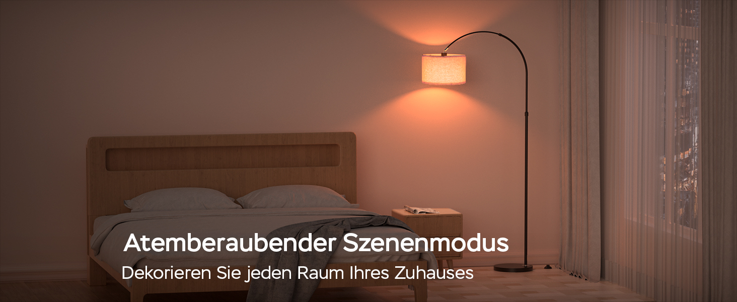 Торшер для вітальні JASMIN I з LED E27, тканинний абажур 33 см, вимикач на нозі, вінтажний стиль, підходить для спальні, готелю (льон-rgb)