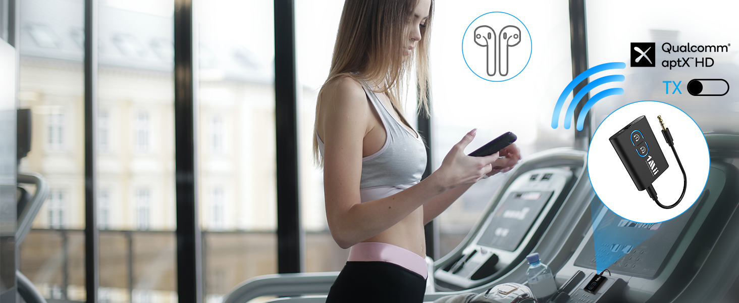 Bluetooth адаптер 1Mii ML300 для ТБ та навушників, трансмітер та ресивер, чорний