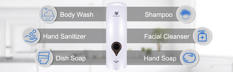 Настінний дозатор для мила без свердління, 300 мл. Підходить для мила, шампуню, дезінфікуючого засобу, миючого засобу. Чорний/Білий/Золотий (Білий)