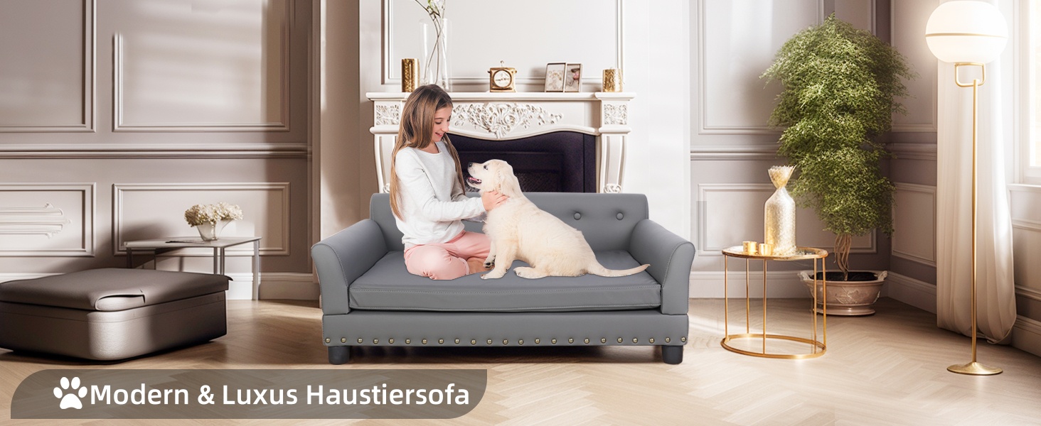 Софа для собак BingoPaw Luxus: велика ортопедична софа для собак XL, сіра, 120x74x40 см