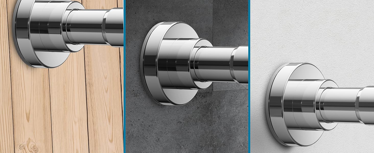 Висувна штанга для душу Benkstein® без свердління, 125-230 см - нержавіюча сталь, 12 кілець, телескопічна, стабільна, без свердління