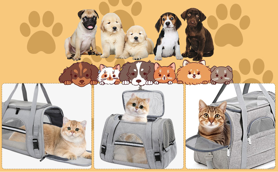 Транспортна сумка для тварин з підстилкою з флісу, для котів та маленьких собак до 10 кг, сірого кольору