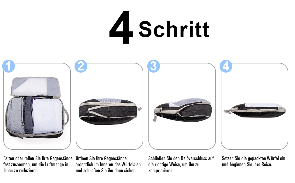 Органайзери для валізи Packing Cubes, набір 3 шт. (74 л) - Чорний