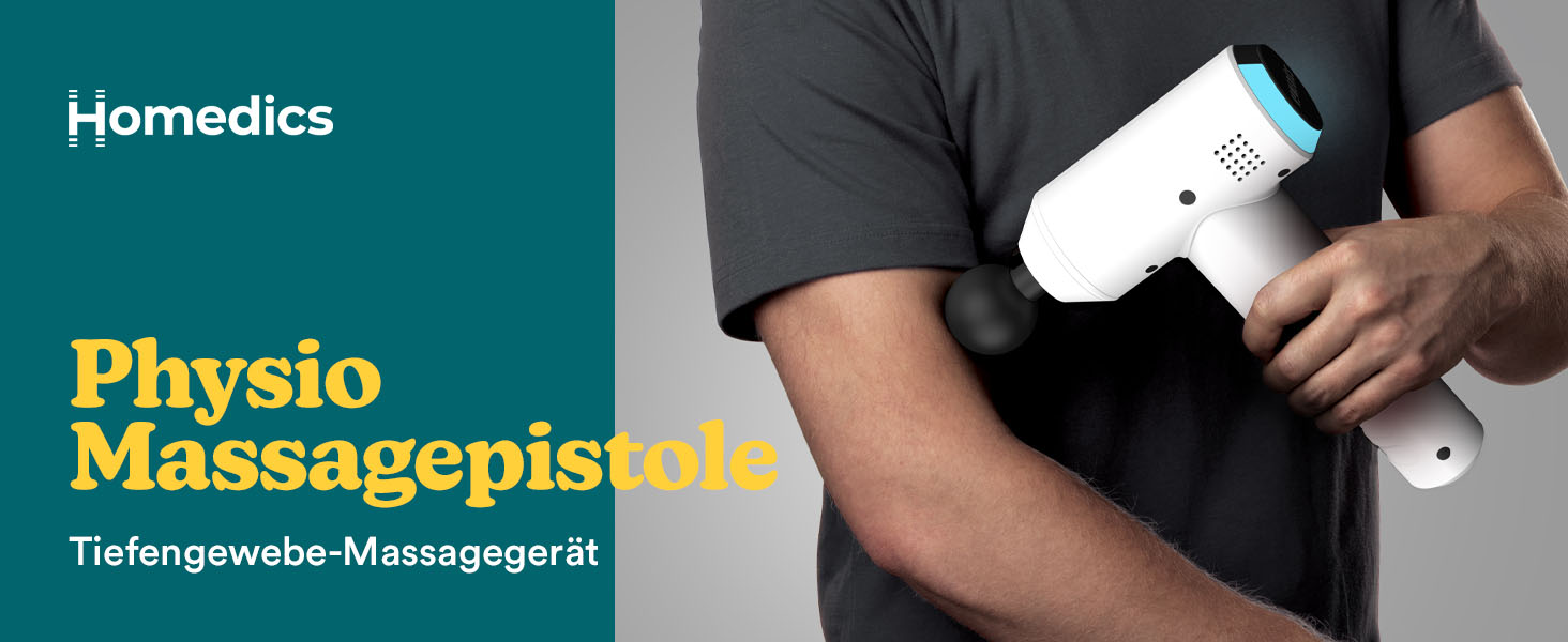 Масажер для тіла HoMedics Mini Massage Gun - бездротовий, перезаряджається, з 5 насадками, для розслаблення м'язів. Білий