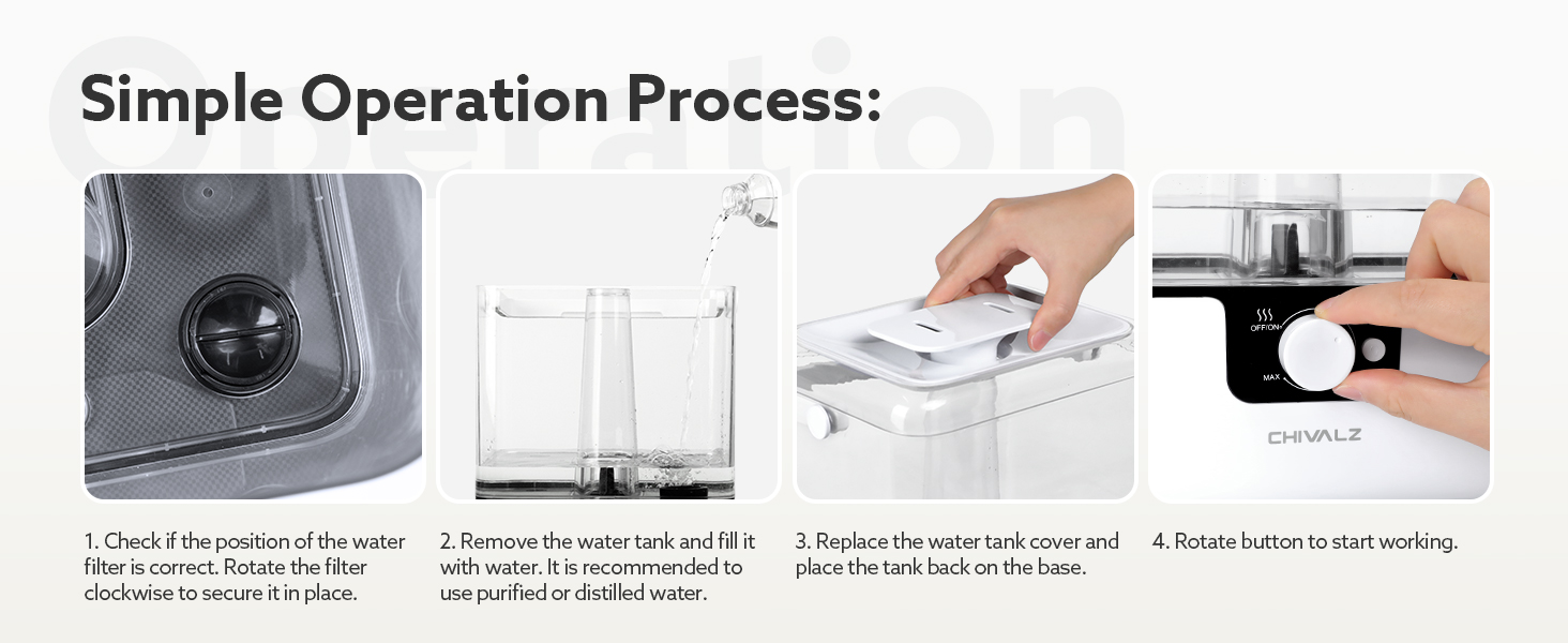 Зволожувач повітря CHIVALZ для великих приміщень, 6л з нічним світлом, поворотна 360° форсунка, 26дБ, 50год, аромадифузор для спальні, дитячої кімнати, рослин, дитини, білий, 1 шт + 2 виходи для пари