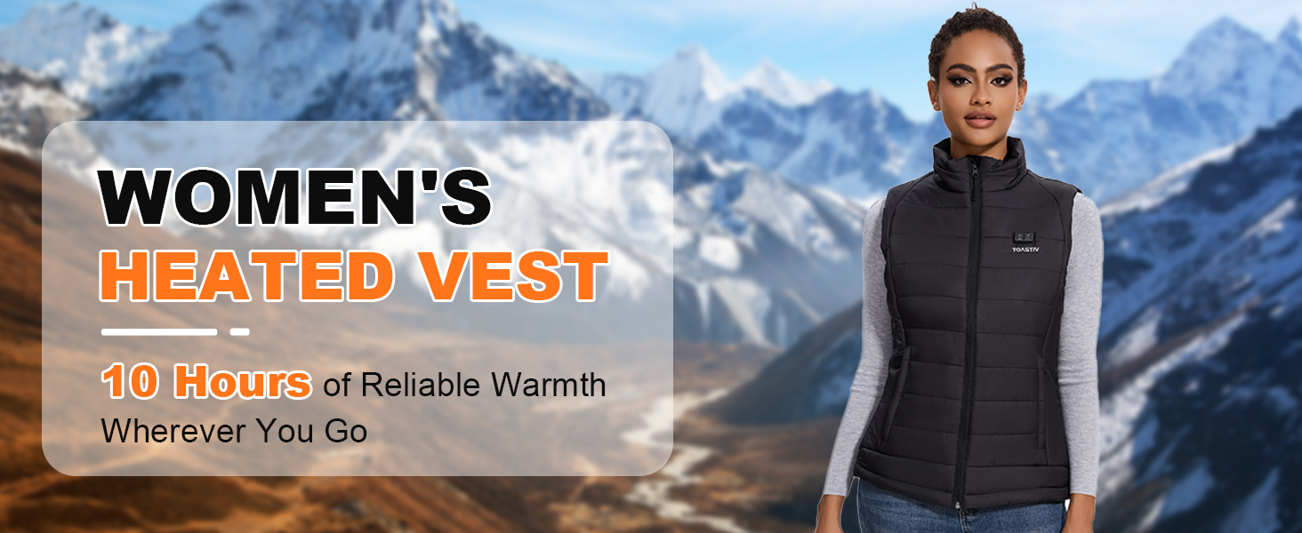 Обогреваемая жилетка для женщин с Powerbank 7.4V 16000mAh, 8 зон обігріву, регульована, чорна