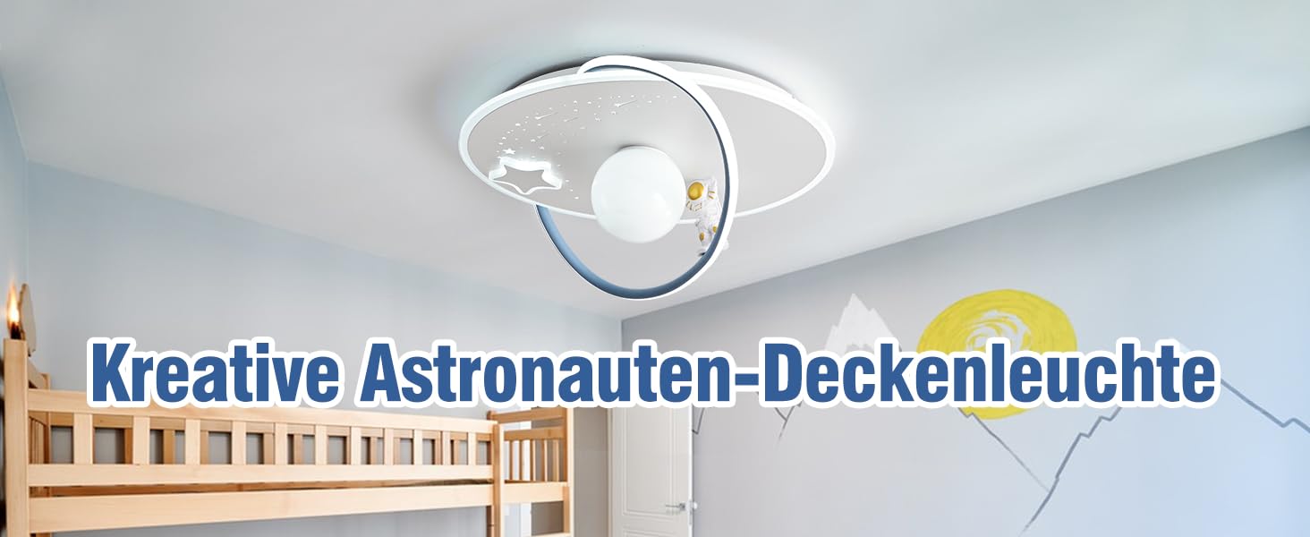 Дитяча стельова LED-лампа RRBEST Місяць та астронавт, діммована з пультом, сучасний дизайн для хлопчиків і дівчаток, декоративне освітлення для дитячої кімнати