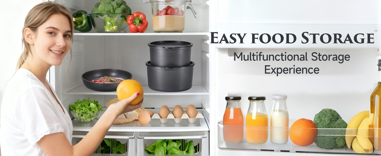 Набір посуду JEETEE 20 предметів з антипригарним титановим покриттям та знімною ручкою, для індукційних плит, з кришками, сірий