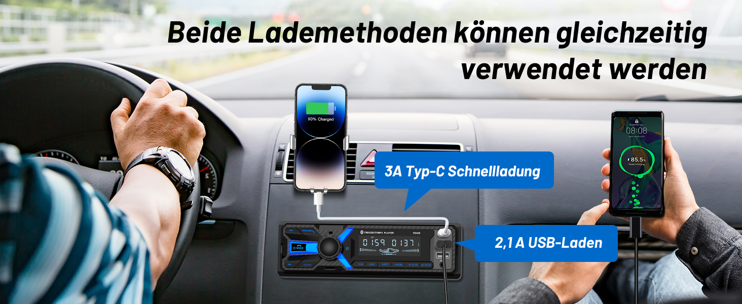 Автомагнітола Wistrue 1DIN з Bluetooth, FM/AM, USB/SD, AUX, MP3, Type-C, чорна