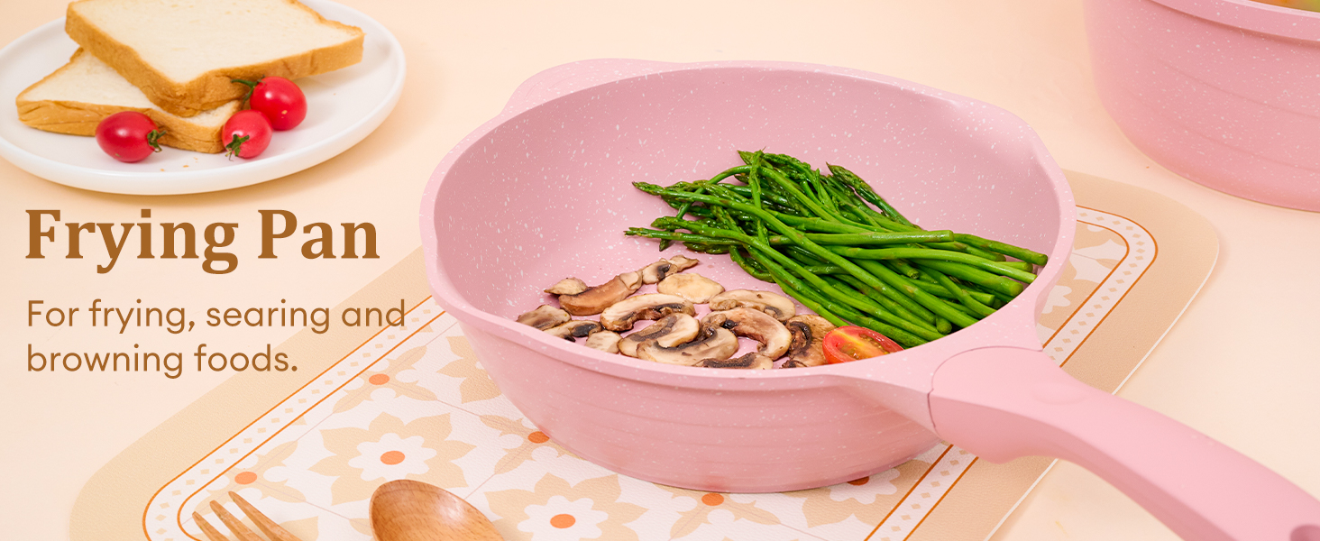 JEETEE 23-Piece Pink Cookware Set - Nonstick Granite Pots and Pans Set for Induction, Gas, Electric & Ceramic Stoves - Perfect Gift Set
