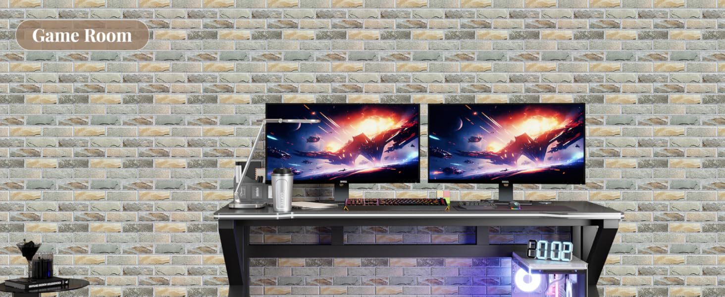 Акустичні панелі JBER самоклейні для звукоізоляції, шумопоглинаючі стінові панелі «Цегла» для студії, офісу та дому, 30 x 30 x 1 см, 12 шт, колір сірий (камінь)