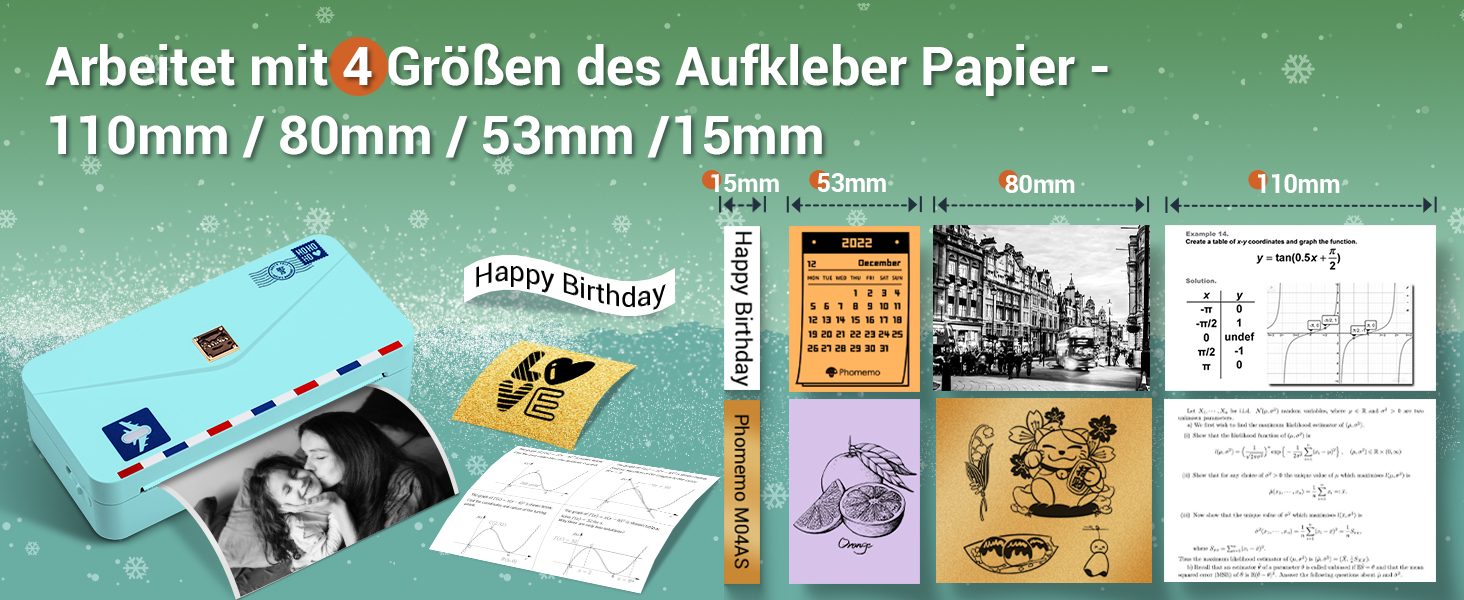 Phomemo Mini M04AS: Портативний Термопринтер Bluetooth для iOS/Android, 15/53/80/110 мм, 300DPI, для документів, фото, етикеток