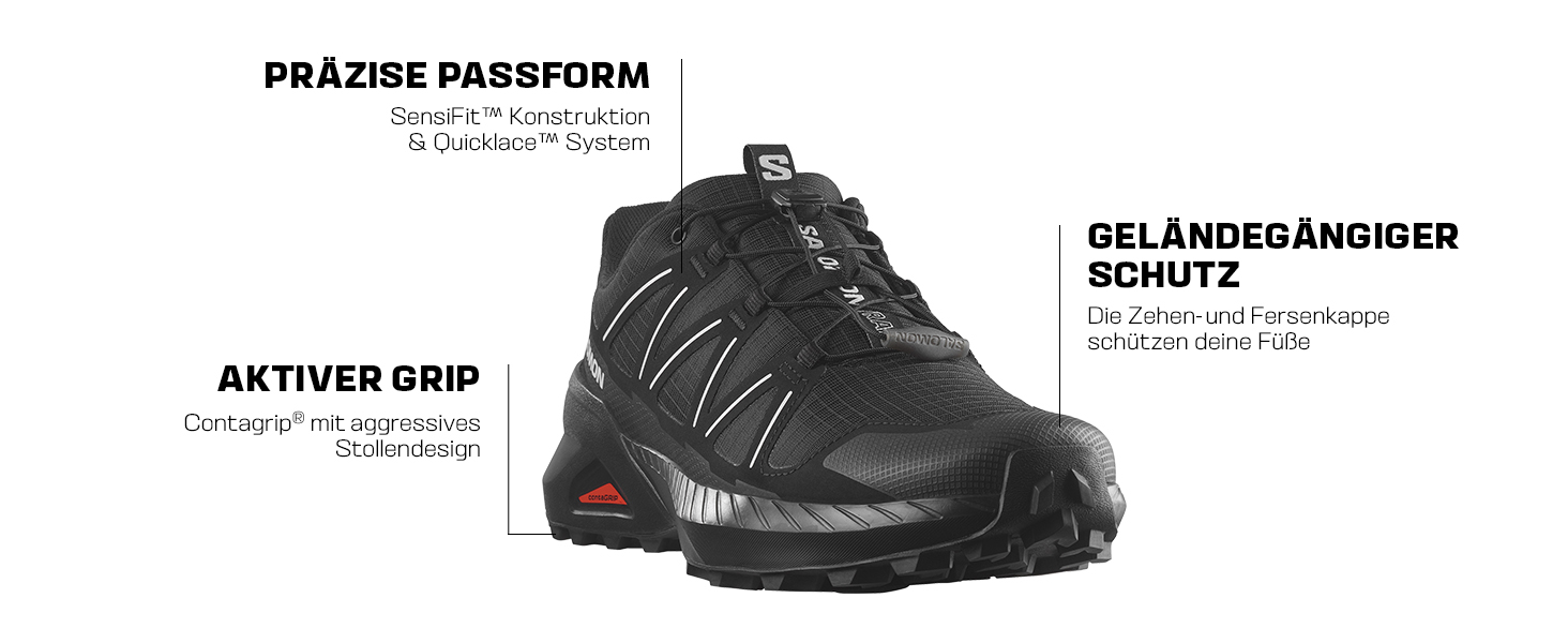 Чоловічі кросівки Salomon Speedcross Peak, 44 EU, чорний/гляширево-сірий