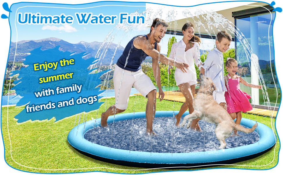 Дитячий розбризкувач Kinder з антиковзким покриттям, 200 см, іграшка-водогра, басейн для собак, ігри на відкритому повітрі, Splash Pad (Блакитний-200 см)