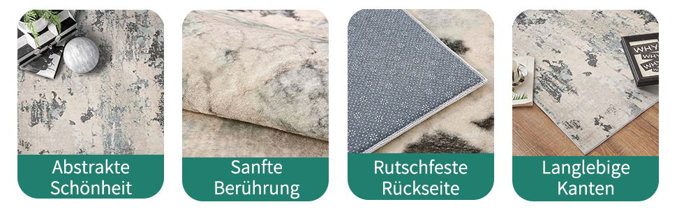 Килимок з коротким ворсом для вітальні: абстрактний дизайн, великий, м'який, неслизький, сірий, декор для вітальні, спальні, їдальні (120x160 см, 200x300 см, прямокутний, бежевий/багатобарвний)