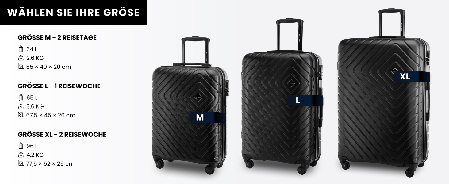 Набір валіз WITTCHEN Cube Line (S+M+L) з ABS, геометричним тисненням, 4 колесами, телескопічним ручками та комбінаційним замком. Ліловий колір.