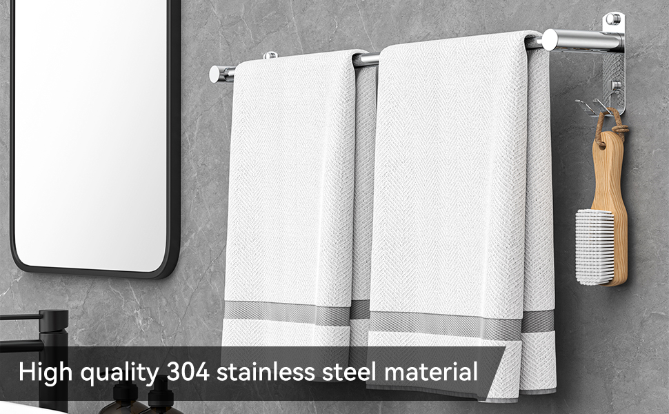 Висувна тримач для рушників 43-78 см, нержавіюча сталь, без свердління, для ванної кімнати та кухні